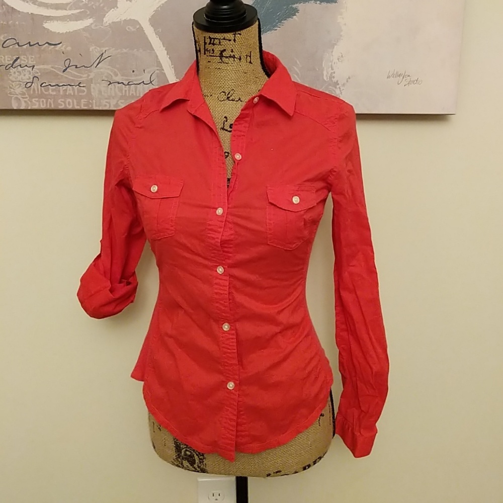 Old Navy hot pink button down shirt